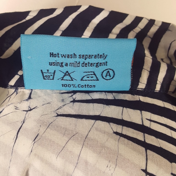 Caribelle Batik Men's Atomic Starburst Blue/white Large Cotton Lightweight Short - Picture 7 of 7